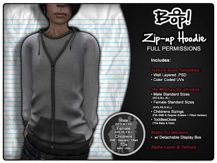 bop! Mesh Zip-up Hoodies - Full Permissions