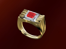 TM Gold and Crystal-Palmed Wedding Rings Set  BOX