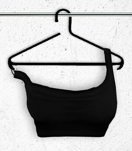 [VOID] Black Off Shoulder Crop Top - Fitted & Rigged Mesh