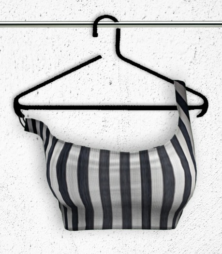 [VOID] Striped Off Shoulder Crop Top - Fitted & Rigged Mesh