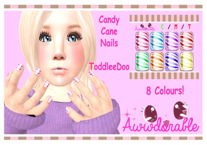 *Awwdorable* Candy Cane Nails ToddleeDoo HUD (ADD)