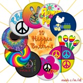 RMM Hippie Buttons / Badges - set of 10