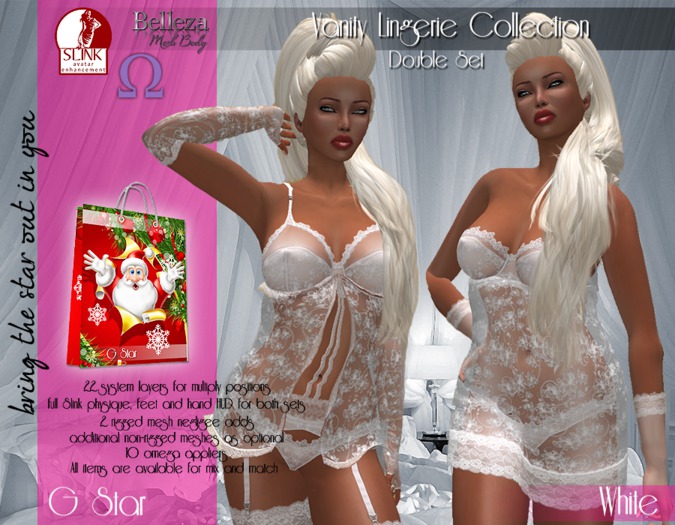 [G Star] "Vanity" Double Set Lingerie Collection - White