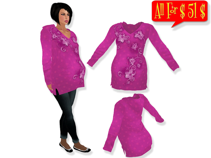 Maternity Tunic - pink floral