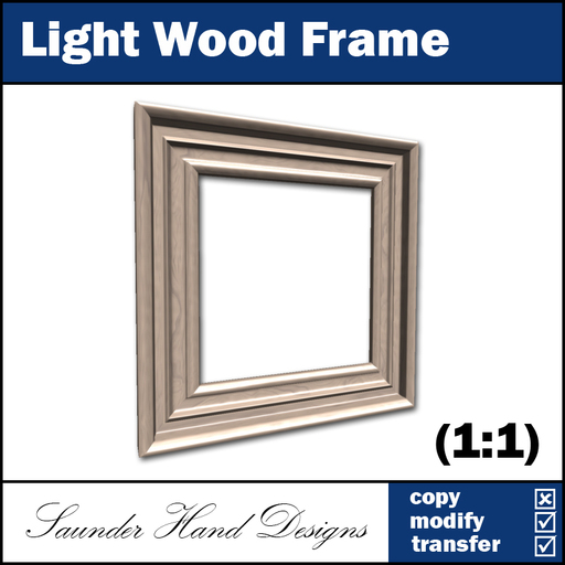 Light Wood Frame - 1 Prim Sculpted Frame (1.0 Ratio)