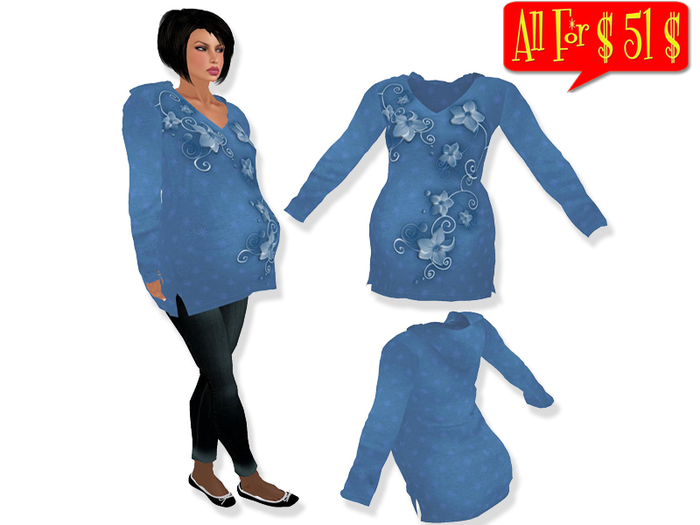 Maternity Tunic - blue floral