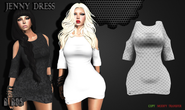 B BOS -Jenny Dress-Pattern White-.