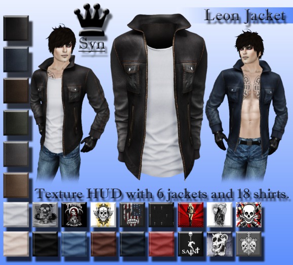 [Syn] Leon Jacket (Fitted mesh, texture HUD, mesh materials enabled)