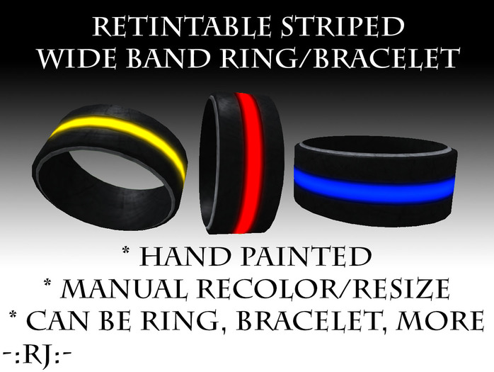 "-:RJ:-" Retintable striped wide band ring