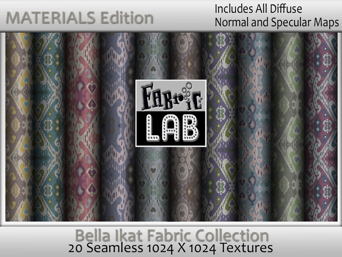 Materials Edition - Fabric Lab ME Bella Ikat Fabric Collection Includes Normals and Specular Maps