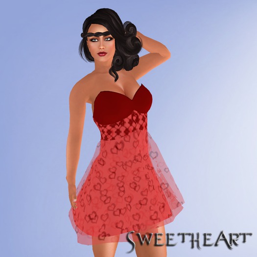 *SOIR* Mesh Sweetheart Dress Red