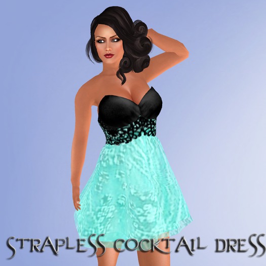 *IRI* Mesh Strapless Cocktail Dress Blue