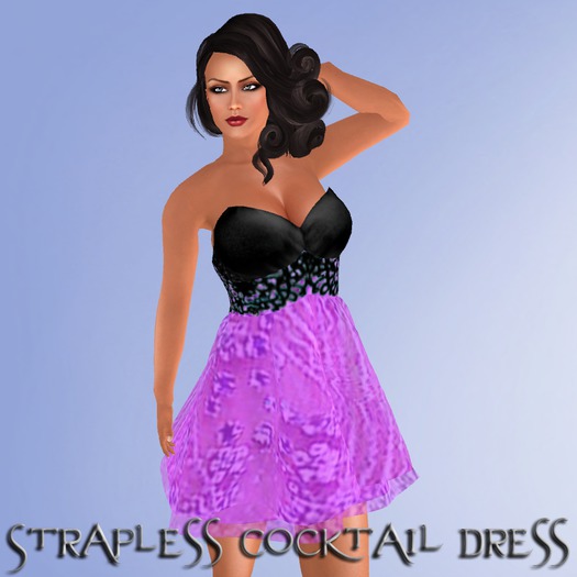 *IRI* Mesh Strapless Cocktail Dress Purple