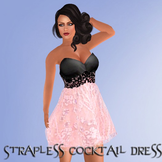 *IRI* Mesh Strapless Cocktail Dress Pink