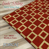[CIRCA] Pkg - "Italic Styling" Retro Area Rug -Red/Tan Stripes