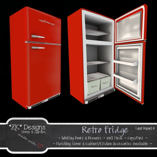 *ZK* Retro Fridge - Red