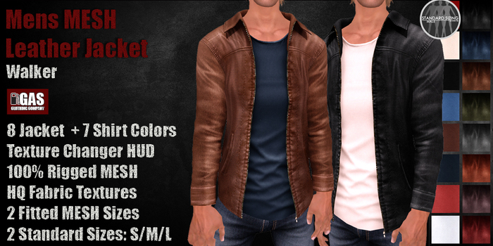 GAS [Mens MESH Leather Jacket Walker - 8x7 Colors w/HUD]