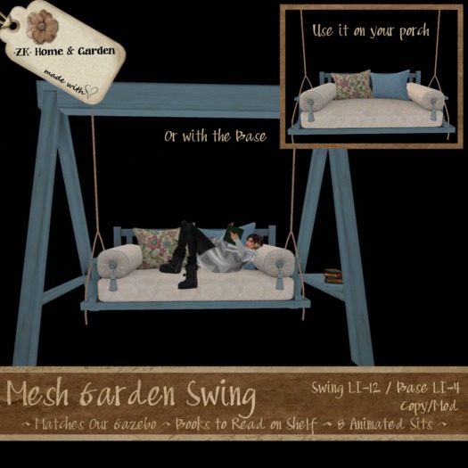 *ZK* Mesh Garden Porch Swing [Crate] Blue