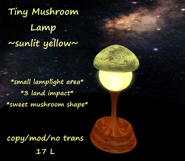 Tiny Mushroom Lamp -- Sunlit Yellow