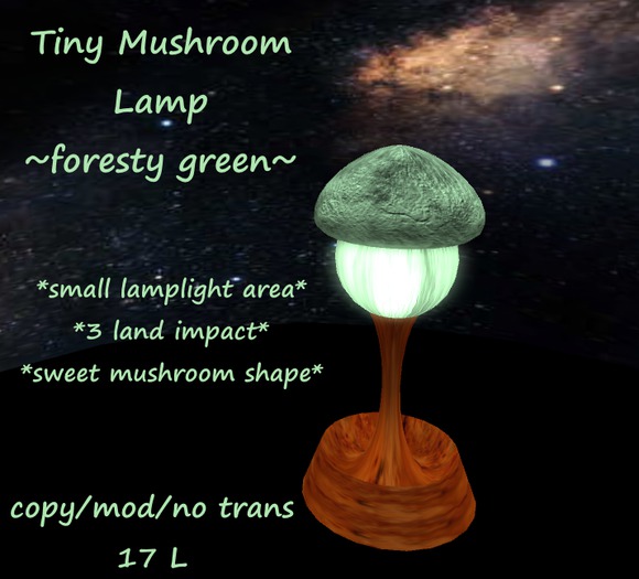 Tiny Mushroom Lamp -- Foresty Green