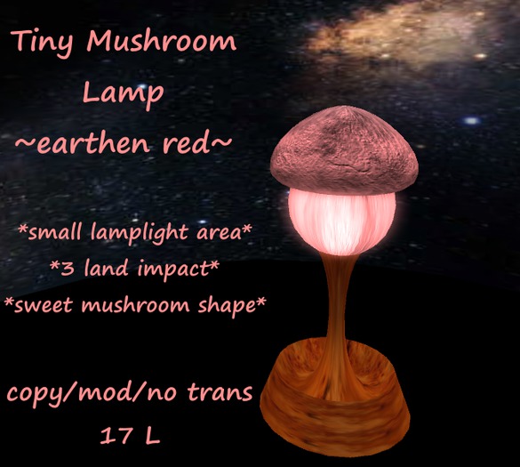 Tiny Mushroom Lamp -- Earthen Red