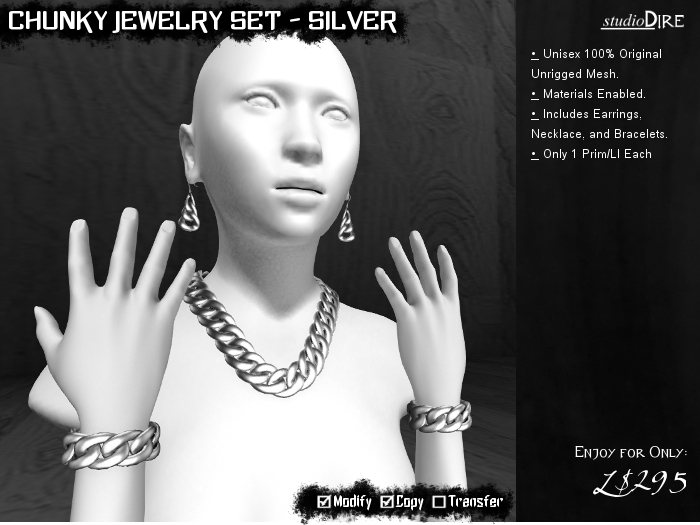 /studioDire/ Chunky Jewelry Set - Silver