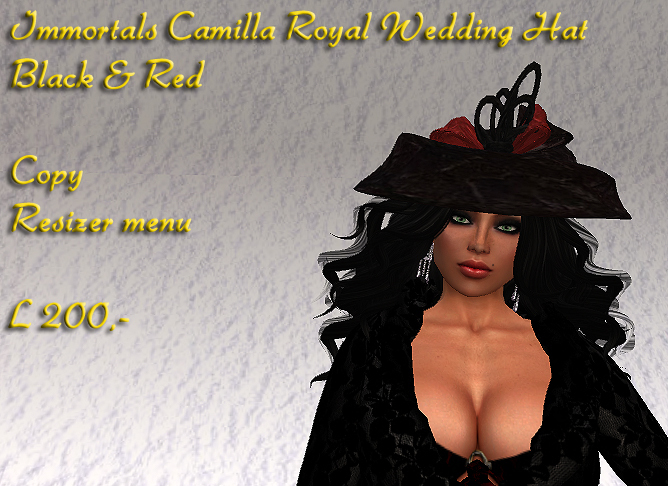 IMMORTALS FS CAMILLA ROYAL WEDDING HAT BLACK