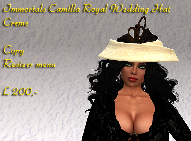 IMMORTALS FS CAMILLA ROYAL WEDDING HAT CREME