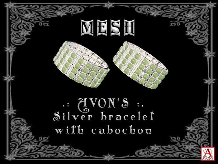 .: AVON'S :. Silver bracelet with cabochon - mesh