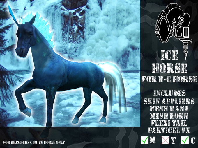 Second Life Marketplace - *CMFL* B-C Ice Horse Mod + Addons (boxed)