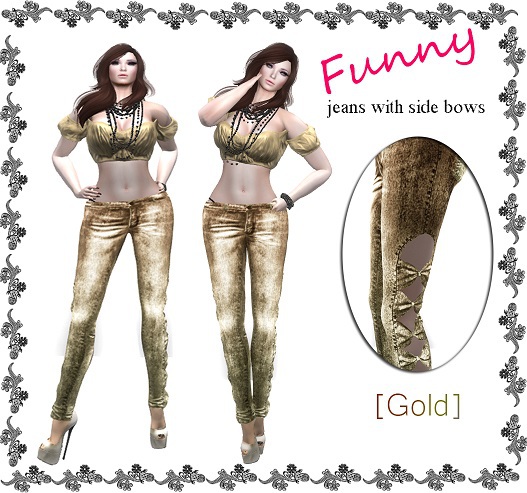Spring Gift ::DC:: Funny Jeans with side bows [Goldy]