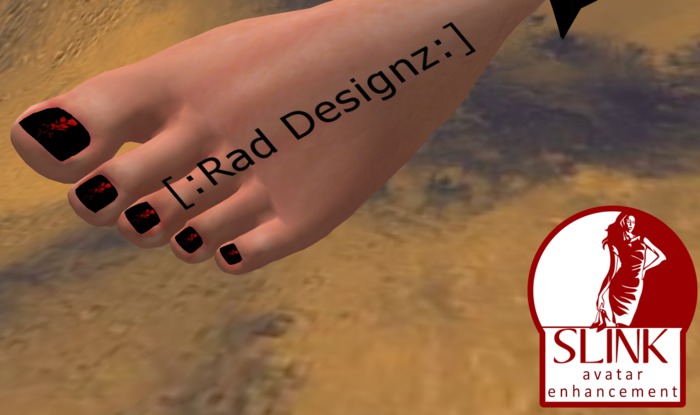 [:Rad Designz:] Slink Red Rose Toe nails