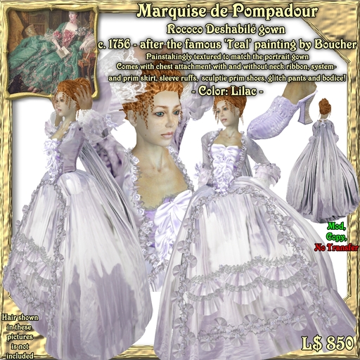 Wunderlichs Marquise de Pompadour Lilac Rococo gown
