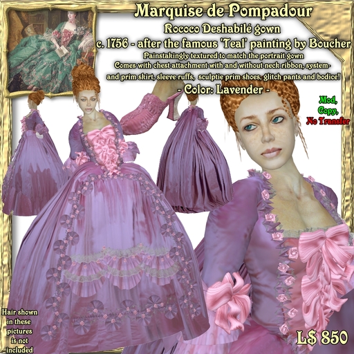 Wunderlich's Marquise de Pompadour Lavender Rococo gown