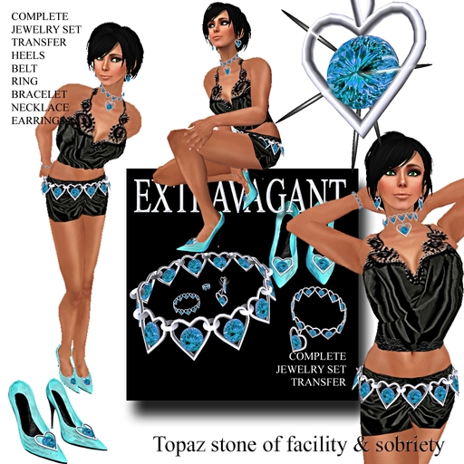 * GuTi EXTRAVAGANT TOPAZ HEART JEWELRY COMPLETE SET