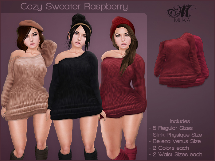 *MUKA* Cozy Sweater Raspberry (Belleza Venus & Slink Physique)