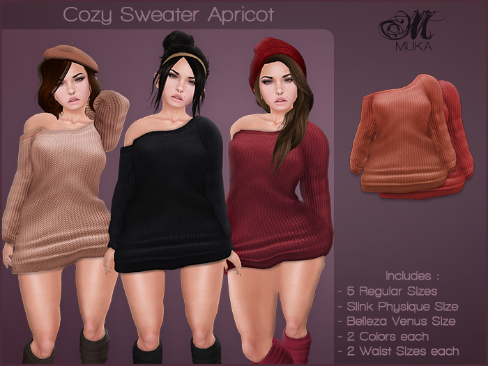 *MUKA* Cozy Sweater Apricot (Belleza Venus & Slink Physique)