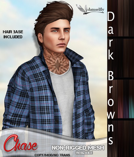 *~*Damselfly*~*Chase Non-Rigged Mesh Dark Browns