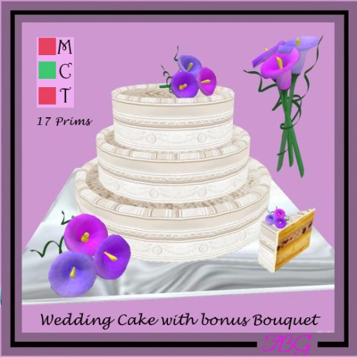 Romp ~ Wedding Cake Purple Lillies - Bonus Bouquet