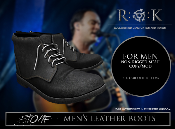 R:O:K STORE STONE LEATHER BOOT BLACK*
