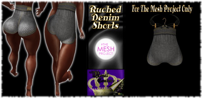 {SMD} TMP Ruched Gray Denim Shorts (Wear)