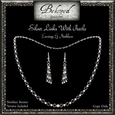 Beloved Jewelry : Modern Flower Jewelry Set in Silver (2 Piece Jewelry Set-Necklace and Dangle Earrings)