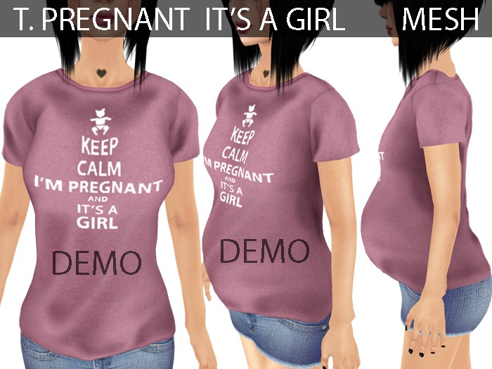 DEMO T Shirt Pregnant It's a Girl - Mesh