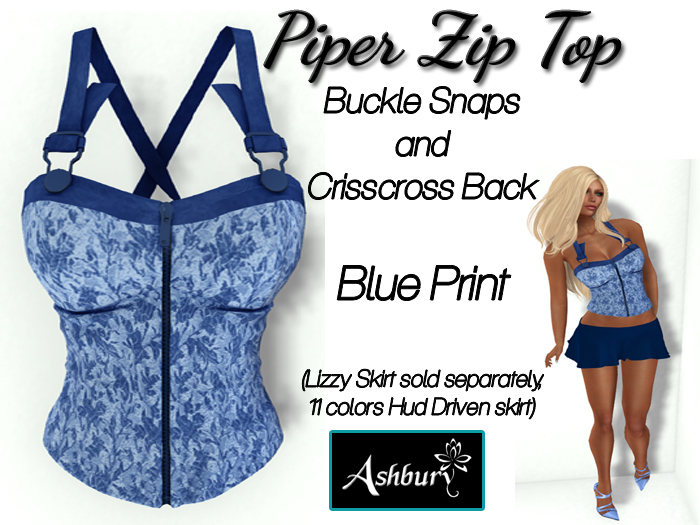 [ASHBURY] Piper Zip Top-Blue Print