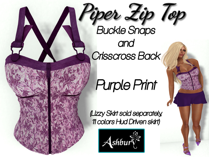 [ASHBURY] Piper Zip Tops-Purple Print