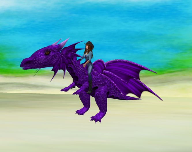 Dragon - Purple - Rideable - Walk, Run, Fly 