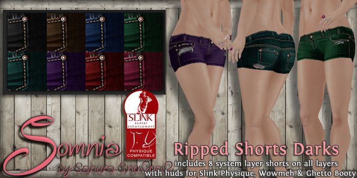 .: Somnia :. Ripped Shorts Darks {Crated}