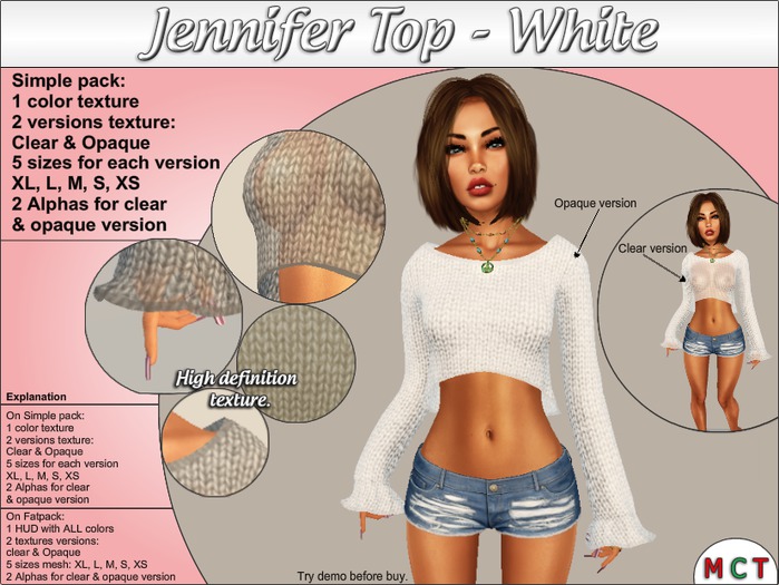 Second Life Marketplace Jennifer Top NAKA White