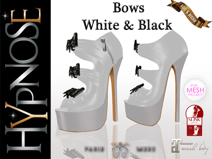 HYPNOSE - SHOES BOWS WHITE & BLACK