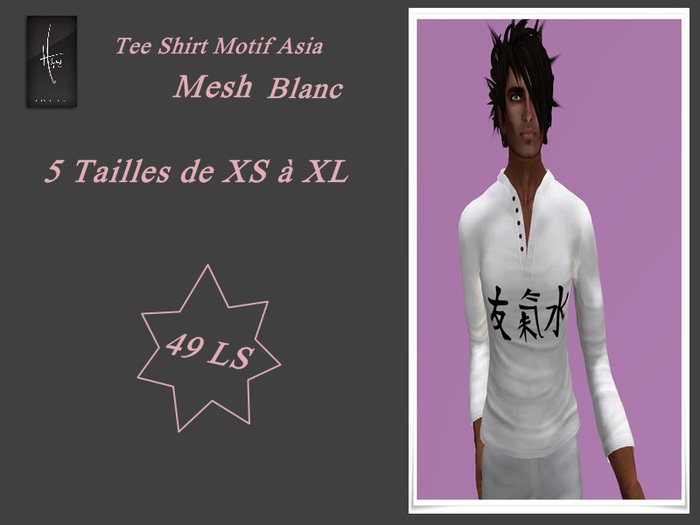 Tee shirt Blanc motif asia